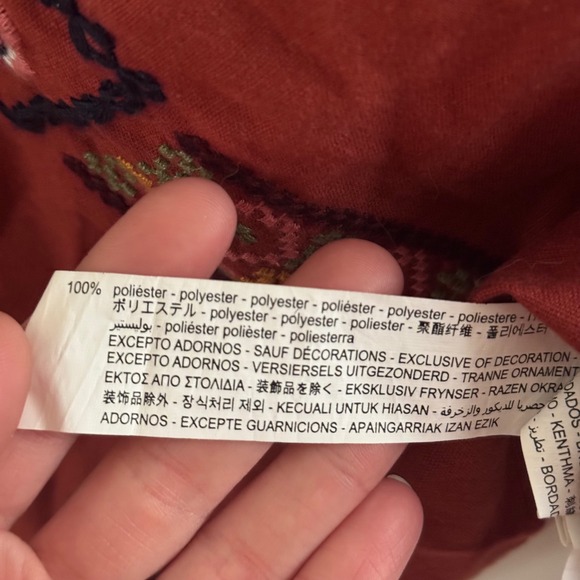 Zara Rust Embroidered Boho Blouse XS NWT - Picture 8 of 10